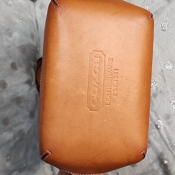 Coach 2001 RARE vintage mini Signature Light Brown Camel Beige Gold Raffia Tote - Picture 3 of 5